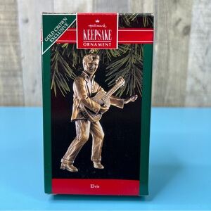 Hallmark Keepsake Ornament Gold Crown Exclusive Elvis Brass Pleated Dated 1992